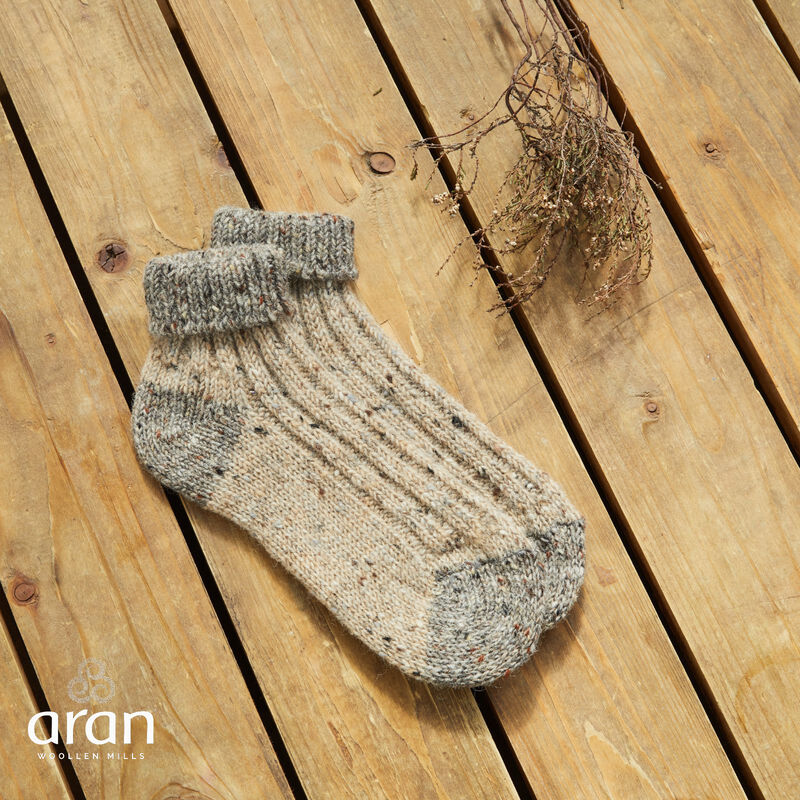 Adults Turn Down Ankle Sock- Oat-Brown